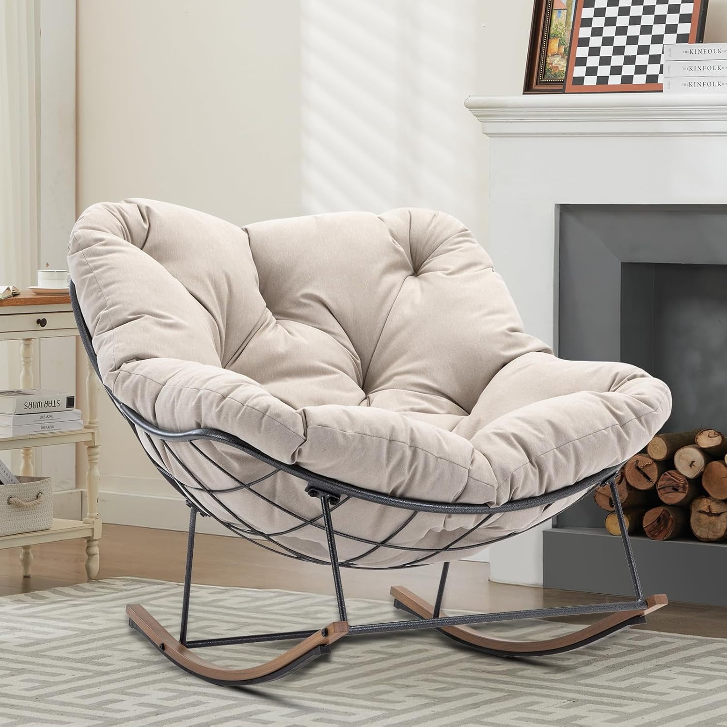 outdoor patio rocking chair, oversized papasan chair with cushion and ...