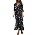 thumbnail image 1 of outfmvch black dresses for women long dresses for women button long shirt dress long sleeve lapel long dress black dress Black M, 1 of 4