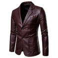 thumbnail image 1 of outfmvch blazer jackets for men casual leather single blazers slim lapel collar pocket suit womens tops, 1 of 6