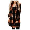 thumbnail image 1 of outfmvch cardigan for women long sleeve plaid print button open front long cardigan outerwear womens tops orange, 1 of 8