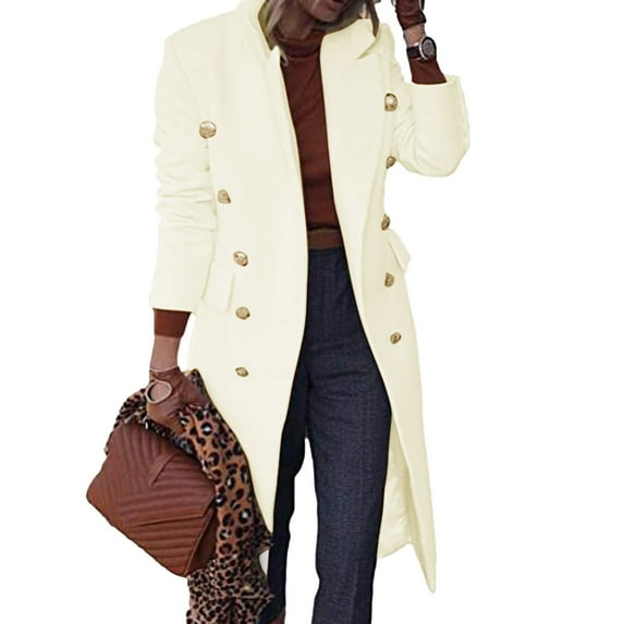 outfmvch jackets for women wool thin coat trench jacket ladies slim long overcoat outwear womens tops cardigan for women white