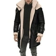 thumbnail image 1 of outfmvch jackets for men men plus size winter coat lapel collar long sleeve padded leather jacket vintage thicken coat sheepskin jacket mens winter coats, 1 of 5