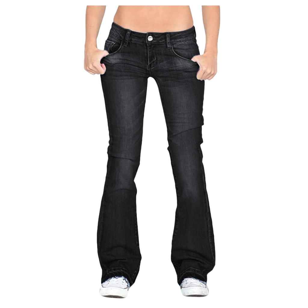 outfmvch jeans for women flare jeans mid waist bell jeans stretch slim ...