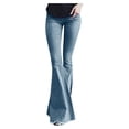 thumbnail image 1 of outfmvch jeans for women flare mid waisted denim jeans pocket stretch slim tassel jeans pants for women cargo pants, 1 of 8