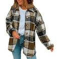 thumbnail image 1 of outfmvch long sleeve shirts for women button down plaid shirts flannel hooded shacket jacket hoodie coats womens tops womens sweaters khaki, 1 of 9