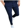 thumbnail image 1 of outfmvch men's pants striped ed mid waist fit stretch dress pencil long pants for men cargo pants, 1 of 4