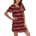 thumbnail image 1 of outfmvch pajamas for women womens short sleeve striped printing sleepshirt scoopneck cute nightdress comfy nightgown dress Panties for women, 1 of 4