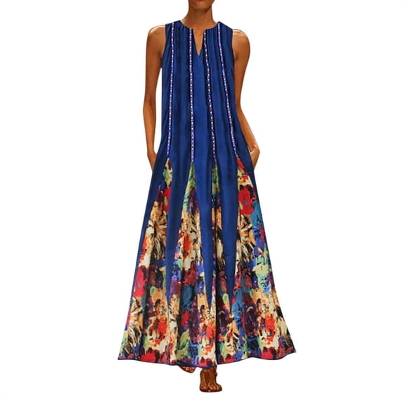 outfmvch plus size dress for women plus size print daily casual sleeveless vintage bohemian v neck maxi dress womens dresses fall dresses