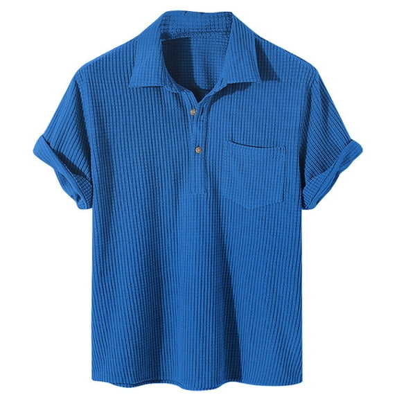 outfmvch polo shirts for men male casual walf checks t shirt turn down collar short sleeve shirts womens tops blue