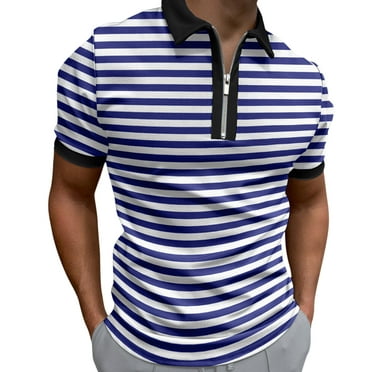 Polo Shirts for Men Turn-Down Collar Short Sleeve Slim Fit Summer ...