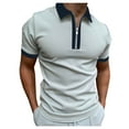 thumbnail image 1 of outfmvch polo shirts for men shirt sleeve turn down zipper collar splice solid polos casual womens tops grey, 1 of 8