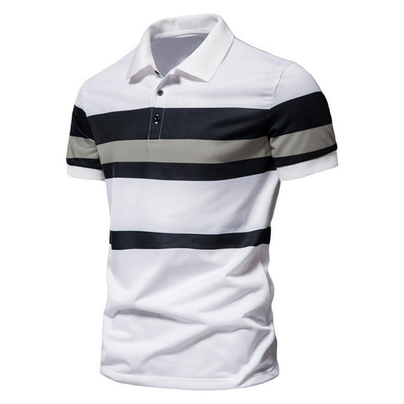 outfmvch polo shirts for men short sleeved summer contrast t shirt striped lapel womens tops black