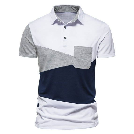 outfmvch polo shirts for men summer three-color stitching short-sleeved lapel t-shirt womens tops white