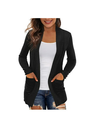 Slinky Brand Womens M Black Gray Chevron Long Sleeve Open Front Cardigan  Sweater 