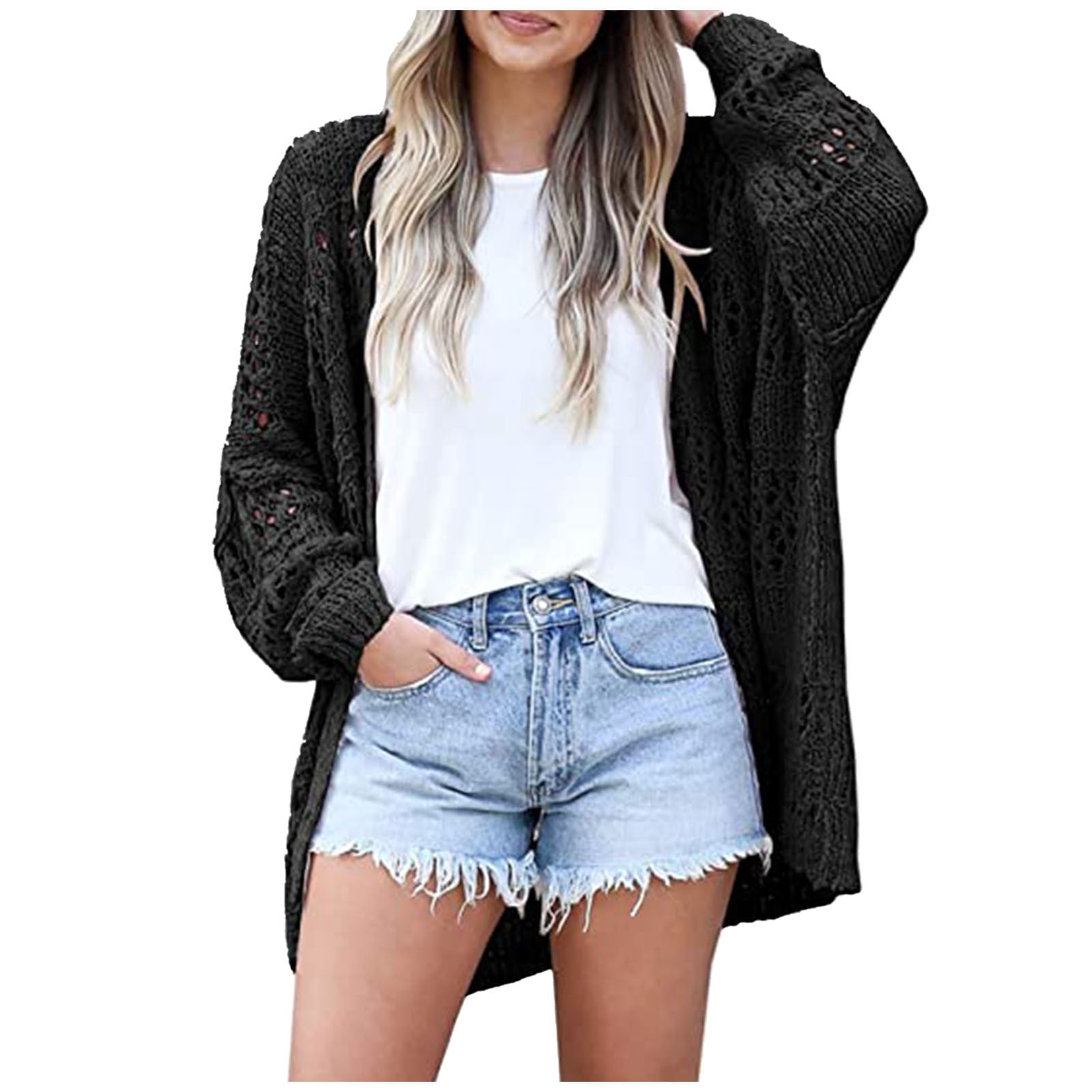 outfmvch sweaters for women open front crochet knit cardigan