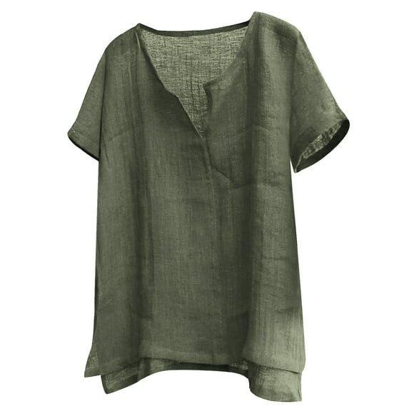 outfmvch t shirts for men cotton linen henley shirt short sleeve hippie casual comfort beach yoga t shirts womens tops army green