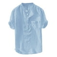 thumbnail image 1 of outfmvch t shirts for men summer cotton button short sleeves fashion large womens tops polo shirts for men sky blue, 1 of 5