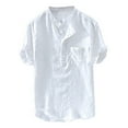 thumbnail image 1 of outfmvch t shirts for men summer new pure cotton hemp button short sleeves fashion large womens tops white, 1 of 5