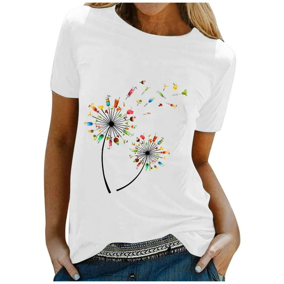 outfmvch t shirts for women casual letter printing short sleeves loose t-shirt womens tops shirts for women white