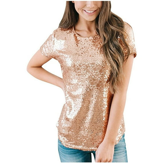 outfmvch t shirts for women casual short sleeve t shirts party sequin tunic elegant womens tops shirts for women khaki