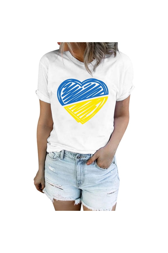 t shirts for women fashion casual short sleeve ukraine print t shirt womens tops shirts for women white