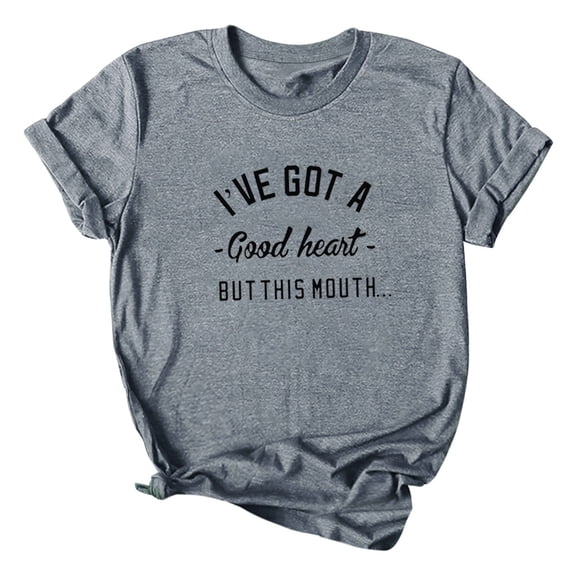 outfmvch t shirts for women fashion short sleeve letter print plus size cotton casual womens tops shirts for women dark gray