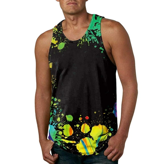 outfmvch tank top for men casual spring summer sleeveless printed tee shirt tank womens tops black