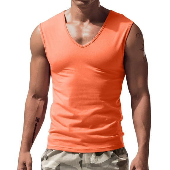 outfmvch tank top for men spring summer casual sleeveless tank tee shirt womens tops orange