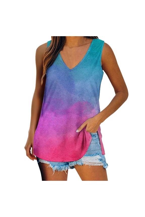 tank top for women casual tie dye printing tank sleeveless vest t shirt womens tops crop tops pink