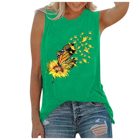 outfmvch tank top for women summer printing shirt casual tank tunic tops blouse womens tops