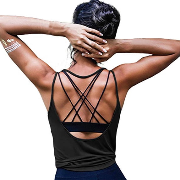 outfmvch tank top for women yoga activewear backless fitness racerback tank shirts womens tops crop tops black