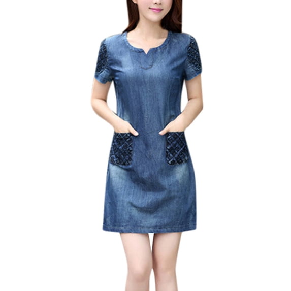 outfmvch womens dresses summer denim casual elegant cowboy jeans dress with pockets fall dresses