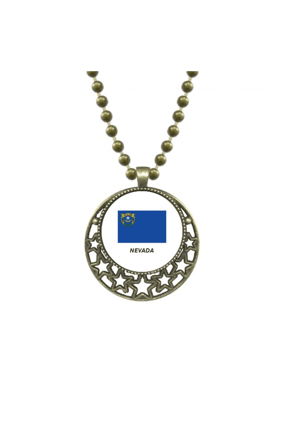 outline flag state nevada pendant star necklmoon chain jewelry