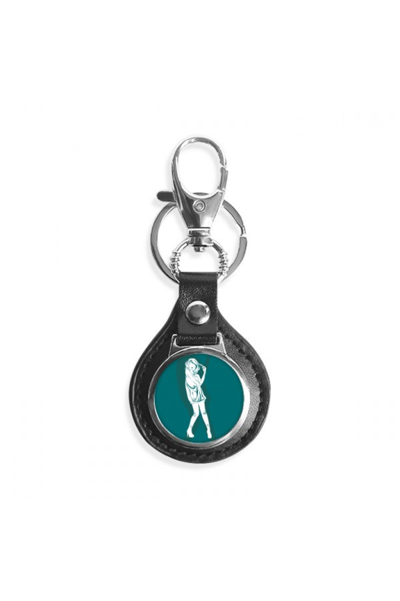 outline girl beautiful woman key link chain keyholder finder hook metal