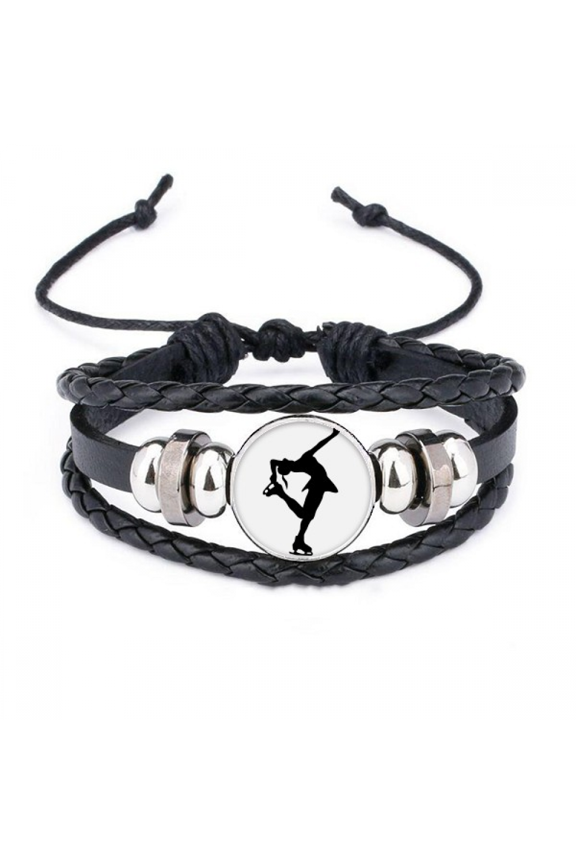 outline sport female dance skating bracelet braided leather woven wristband