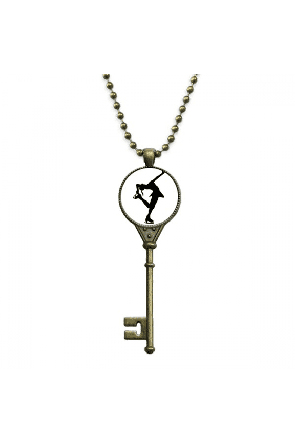 outline sport female dance skating key necklace pendant tray embellished chain