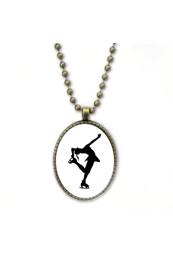 outline sport female dance skating necklace vintage chain bead pendant jewelry collection