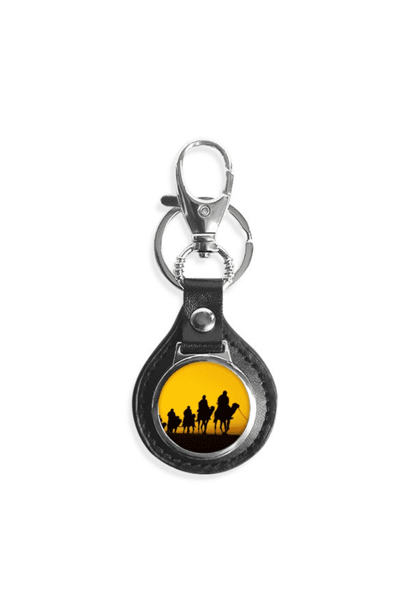 outline sunset journey silk road camel desert key link chain keyholder finder hook metal