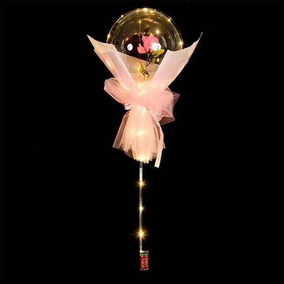 ouytwer LED Luminous Balloon Rose Bouquet Transparent Bobo Ball Rose Valentines Day Gift