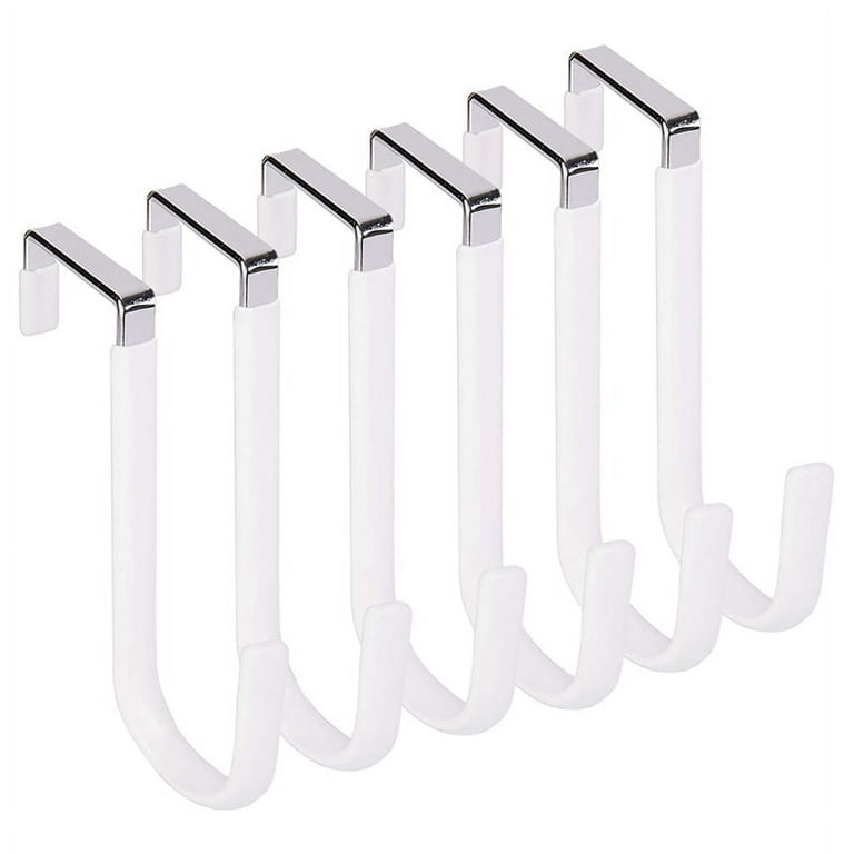 Over Door Hooks for Hanging Clothes, 6 Packs Hanger Soft Rubber Surface Prevent Scratches, Door Hook for Bathroom White, Size: One Size