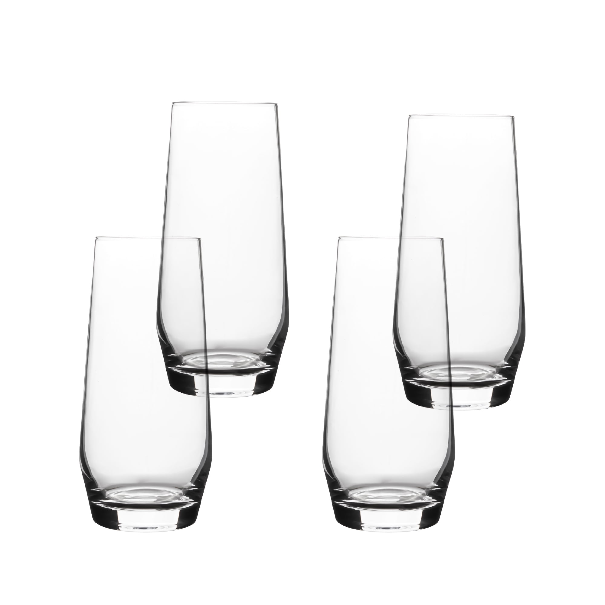 over&back 12oz Traditional Glassware - Set of 4 Classic Stemless Drinking Glasses for Parties, Get-togethers, and More - Mouth-Blown - Wine Cups for Kitchen and Dining Room - Clear
