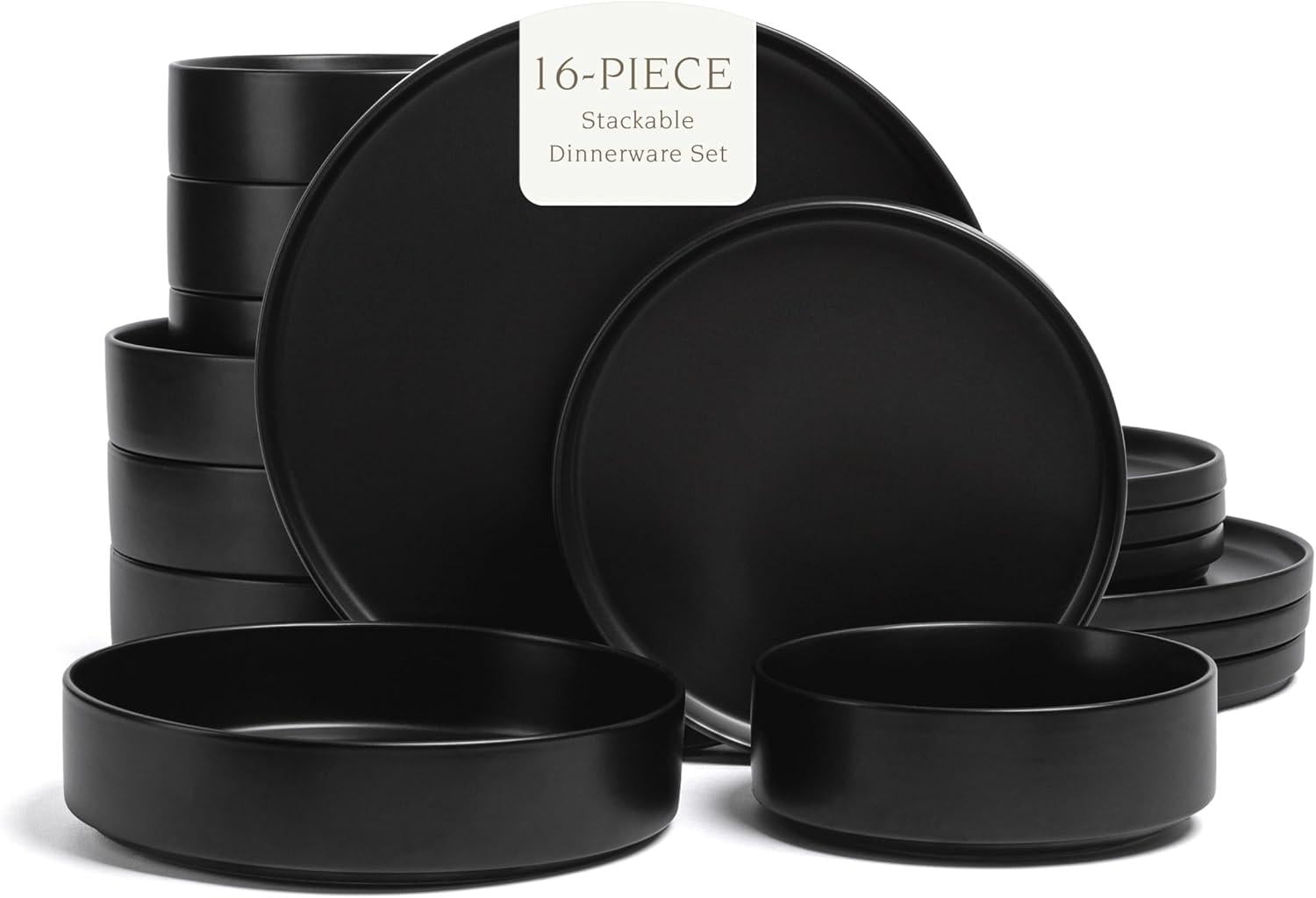 over&back 16-Piece Stackable Dinnerware Dish Set - Stoneware Dishes ...