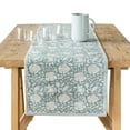 thumbnail image 1 of over&back 18x108 Hand-Blocked Printed Cotton Table Runner - Washable Table Runners for a Custom Home Decor Tablescape - Perfect for Coffee Table, Dinner Table, Living Room, and More - Blue Floral, 1 of 8