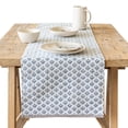 thumbnail image 1 of over&back 18x108 Hand-Blocked Printed Cotton Table Runner - Washable Table Runners for a Custom Home Decor Tablescape - Perfect for Coffee Table, Dinner Table, Living Room, and More - Blue Bloom, 1 of 11