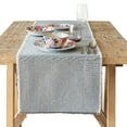 thumbnail image 1 of over&back 18x90 Woven Frayed Chambray Cotton Table Runner - Washable Table Runners for a Custom Home Decor Tablescape - Hand-Finished Frayed Edges - Coffee Table, Dinner Table, Living Room - Grey, 1 of 10