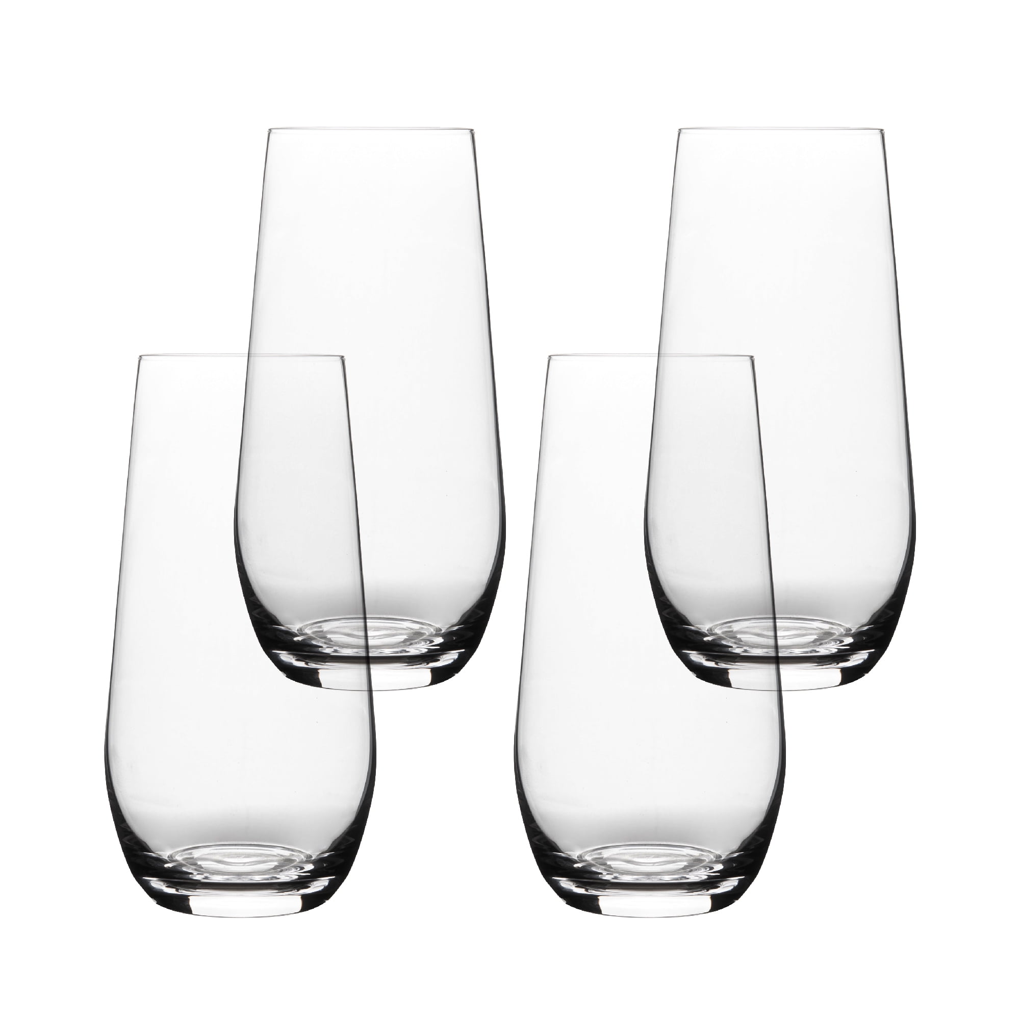 over&back 19oz Traditional Glassware - Set of 4 Classic Stemless Drinking Glasses for Parties, Get-togethers, and More - Mouth-Blown - Wine Cups for Kitchen and Dining Room - Clear