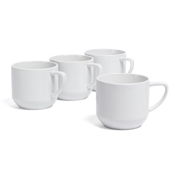 over&back Coupe Porcelain Coffee Mugs - 4-Piece Mug Set - Enjoy the Perfect Cup of Coffee, Tea, Latte, and More - Glossy White - 14 Oz