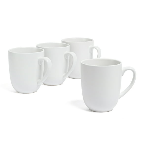over&back Coupe Stoneware Coffee Mugs - 4-Piece Mug Set - Enjoy the Perfect Cup of Coffee, Tea, Latte, and More - Semi-Matte White - 15 Oz