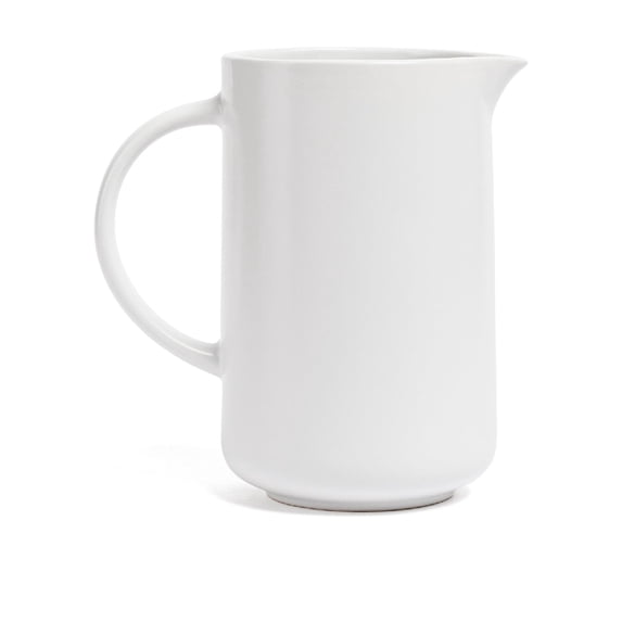 over&back Coupe Stoneware Pitcher - Elegant Water Pitcher for Home Decor and Beverages - Use as a Serving Pitcher or Decorative Vase - 42 Oz - Semi-Matte White
