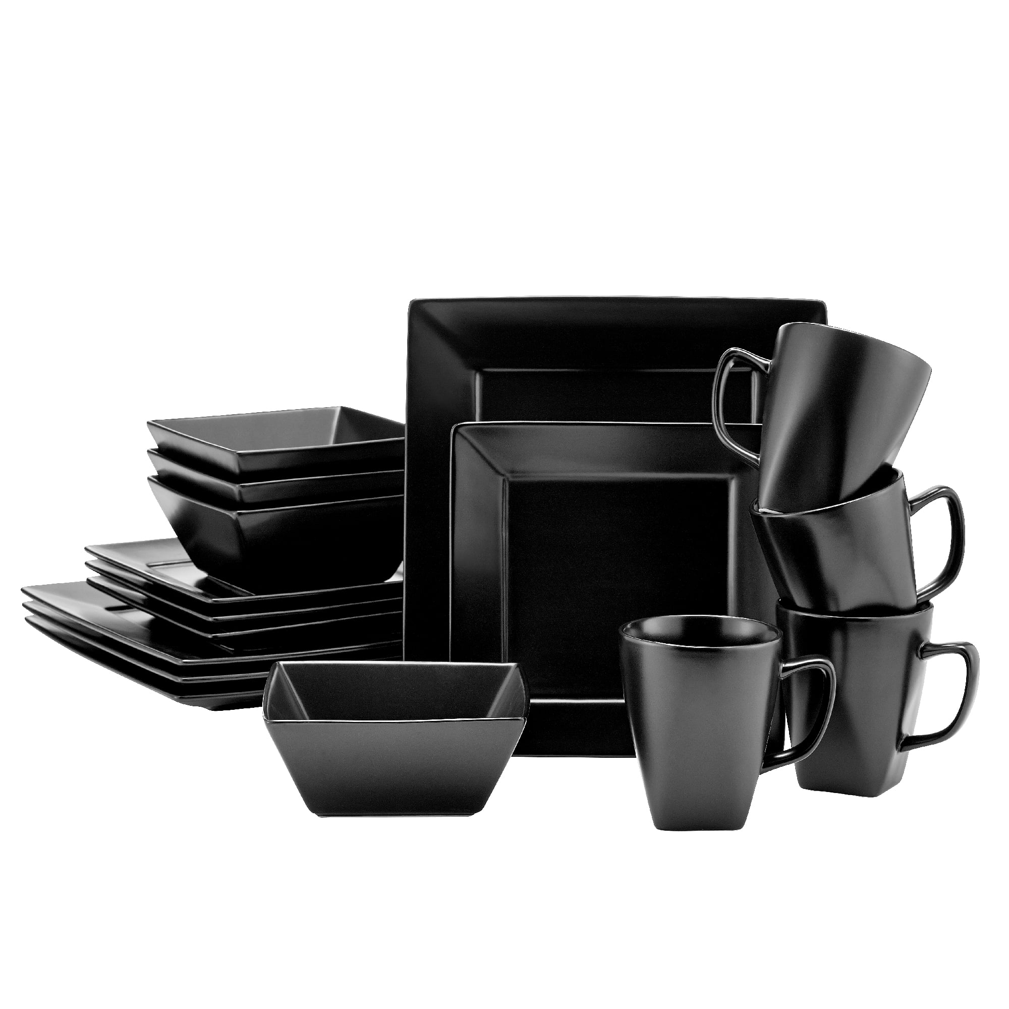 over&back Dinnerware Set - Porcelain Dish Set with Dinner Plates, Salad Plates, Soup Bowls, Mugs ...